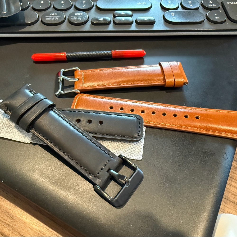 Interchangeable Leather Watch Straps - Black & Tan